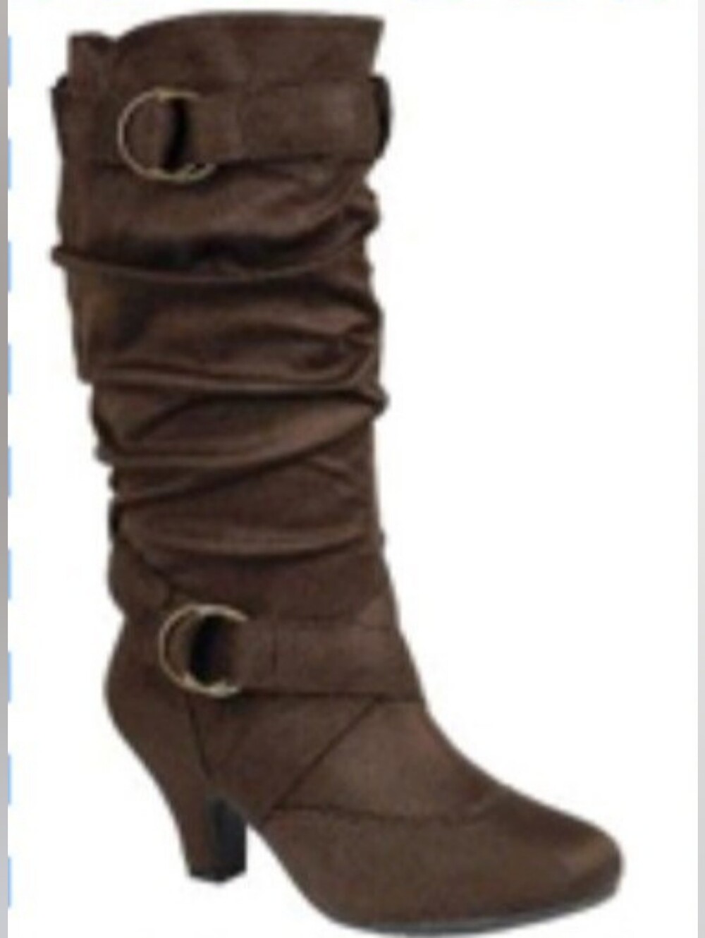 5.5 Women's Slouchy Mid-Calf Buckle Boot in Cognac Brown